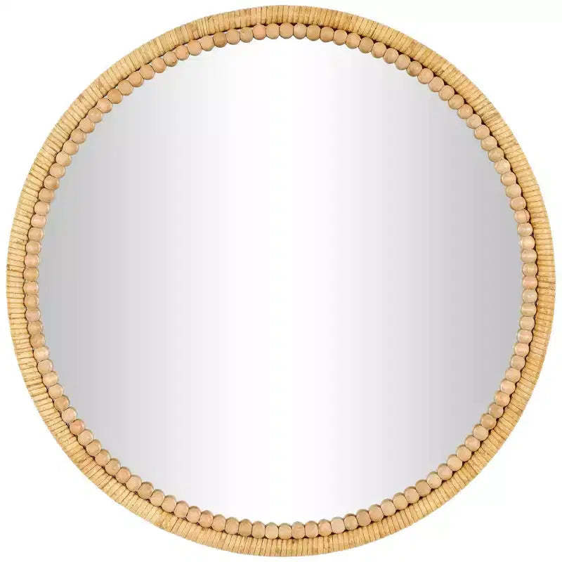 24"x24" Wood Wrapped Wall Mirror with Beaded Frame Brown - Olivia & May