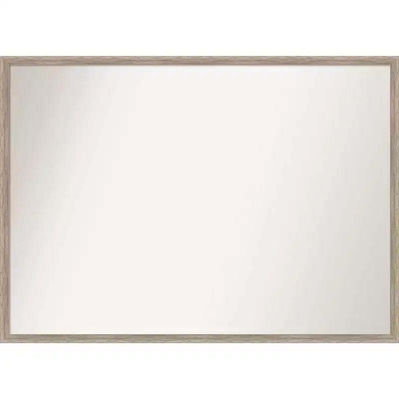 39" x 28" Non-Beveled Hard Wedge Whitewash Wood Wall Mirror - Amanti Art: Modern Rectangular, Includes Mounting Hardware