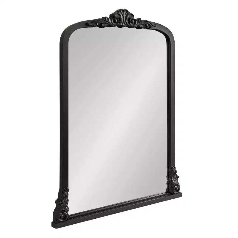 Kate & Laurel All Things Decor 28"x35" Barberry Arch Mirror MDF Black