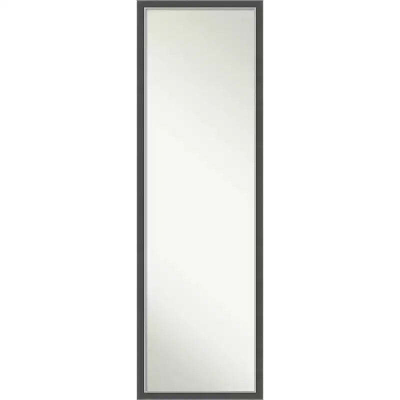Eva Thin Framed Full Length on the Door Mirror Black/Silver - Amanti Art: Polystyrene Frame, No Assembly Required