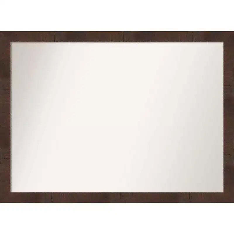 41" x 30" Non-Beveled Wildwood Brown Narrow Bathroom Wall Mirror - Amanti Art: Modern Rectangle, Polystyrene Frame