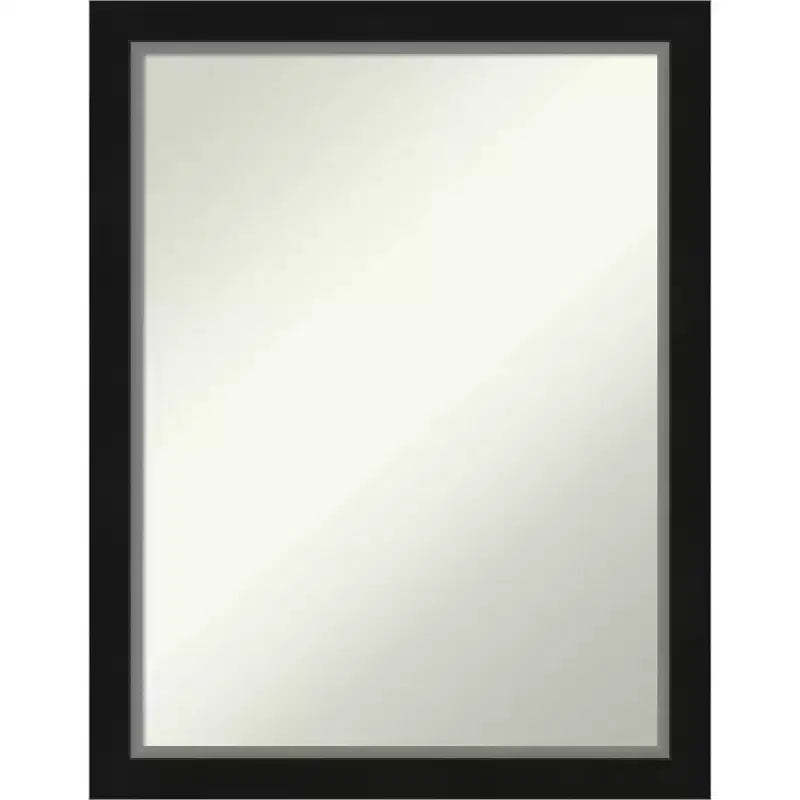 21" x 27" Non-Beveled Eva Narrow Bathroom Wall Mirror Black - Amanti Art: Modern Rectangle, Polystyrene Frame, Wall Mounted
