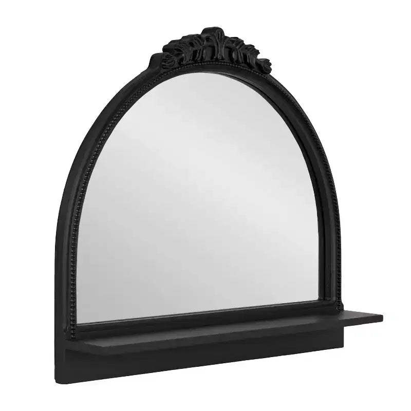 Kate & Laurel All Things Decor 24"x20" Dellona Arch Mirror with Shelf Black