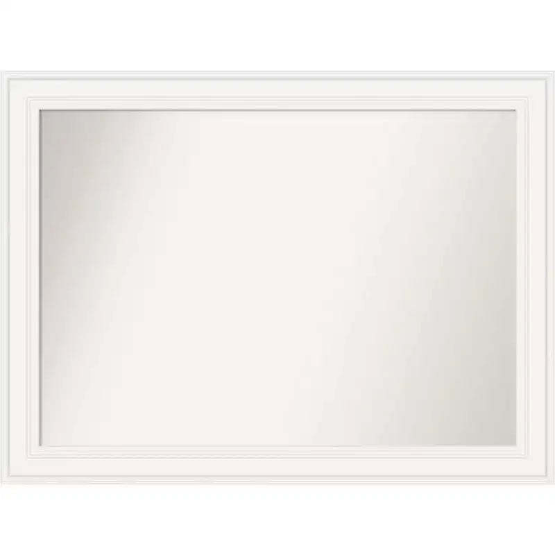 44" x 33" Non-Beveled Ridge White Wall Mirror - Amanti Art: Modern Rectangle, Includes Mounting Hardware