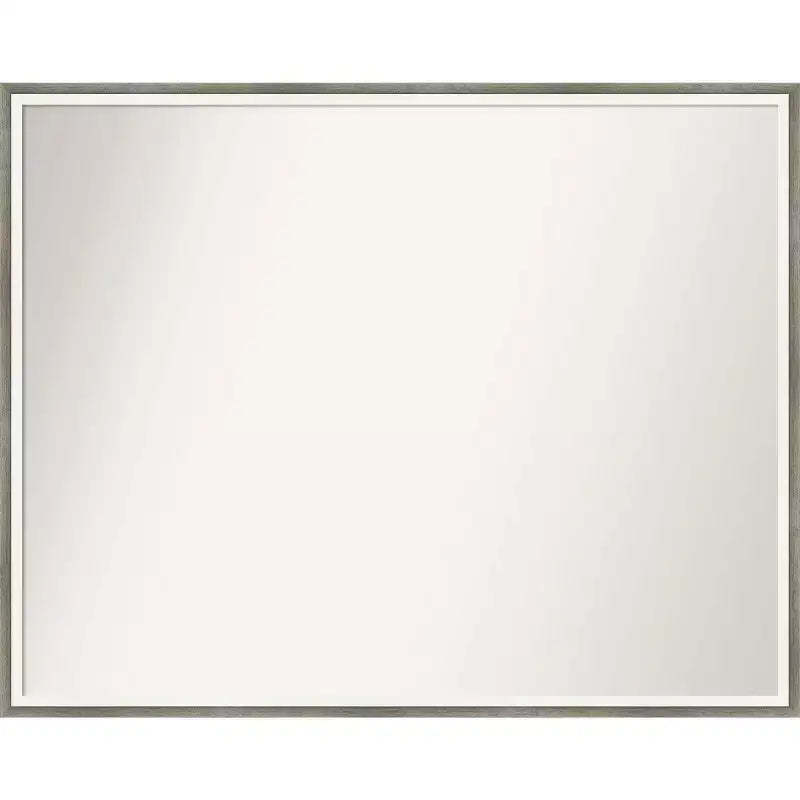 29" x 23" Non-Beveled Lucie Wood Bathroom Wall Mirror Silver - Amanti Art: Modern Rectangle, Includes Mounting Hardware