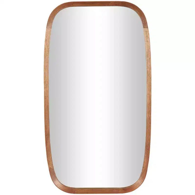 40"x22" Wooden Simplistic Wall Mirror with Rounded Edges Brown - Olivia & May: Modern Design, MDF Frame, No Assembly Required