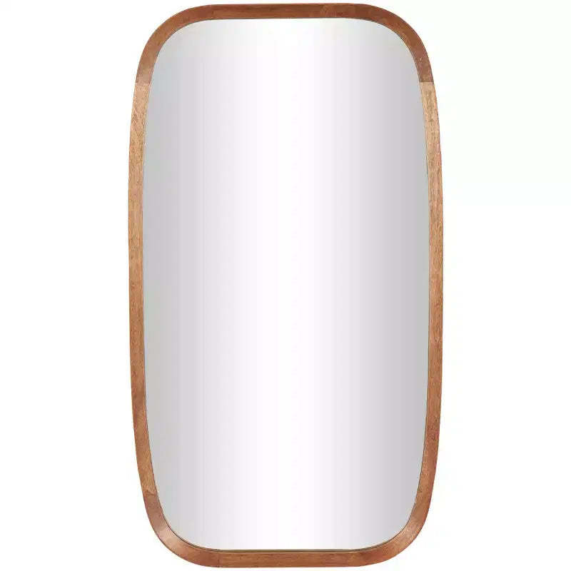 40"x22" Wooden Simplistic Wall Mirror with Rounded Edges Brown - Olivia & May: Modern Design, MDF Frame, No Assembly Required