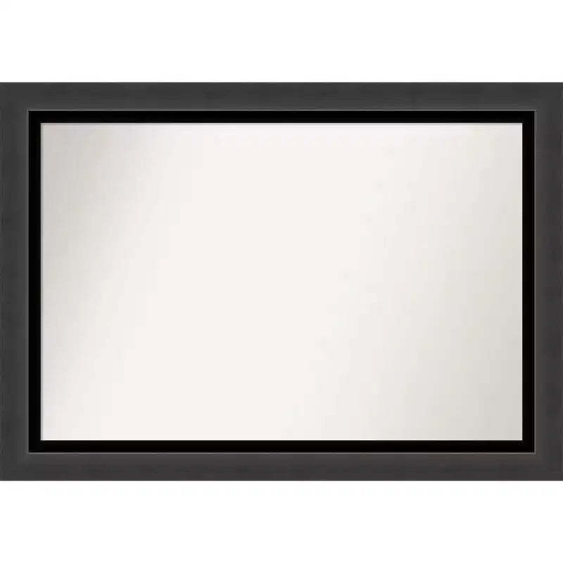 41" x 29" Non-Beveled Tuxedo Black Wall Mirror - Amanti Art: Large, Modern, Rectangular, Polystyrene Frame