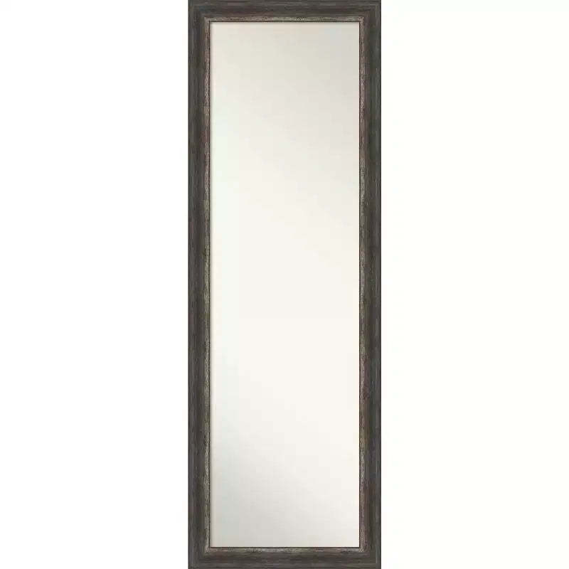 18" x 52" Bark Rustic Framed On the Door Mirror Charcoal - Amanti Art: Polystyrene Frame, Includes Mounting Hardware