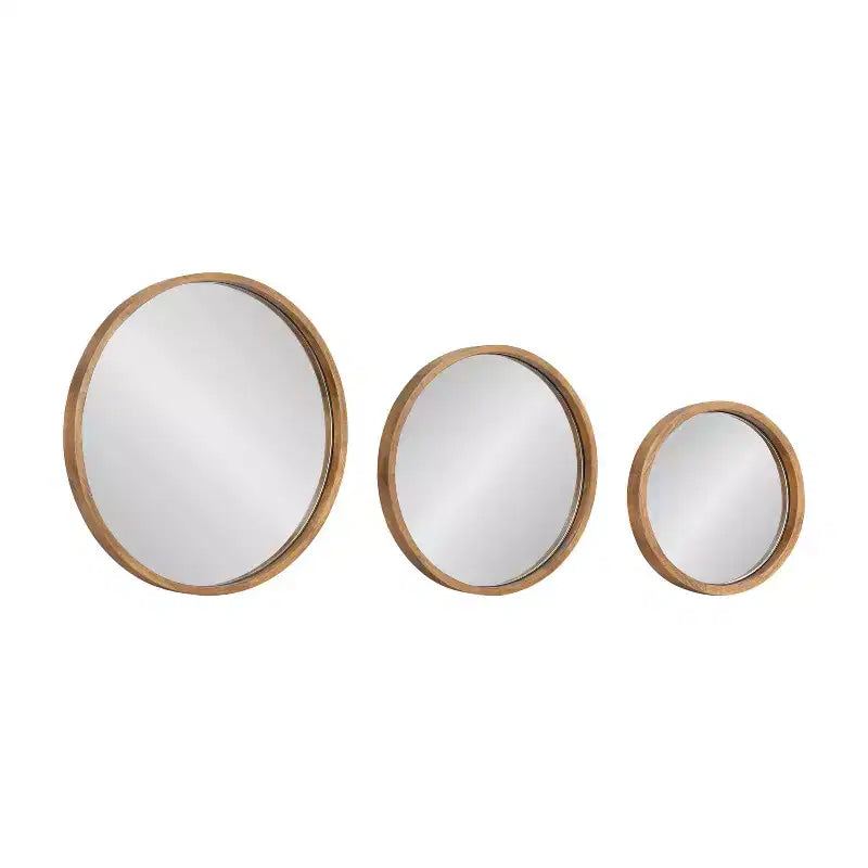 Kate & Laurel All Things Decor (Set of 3) Valenti Round Wall Mirror Set Rustic Brown