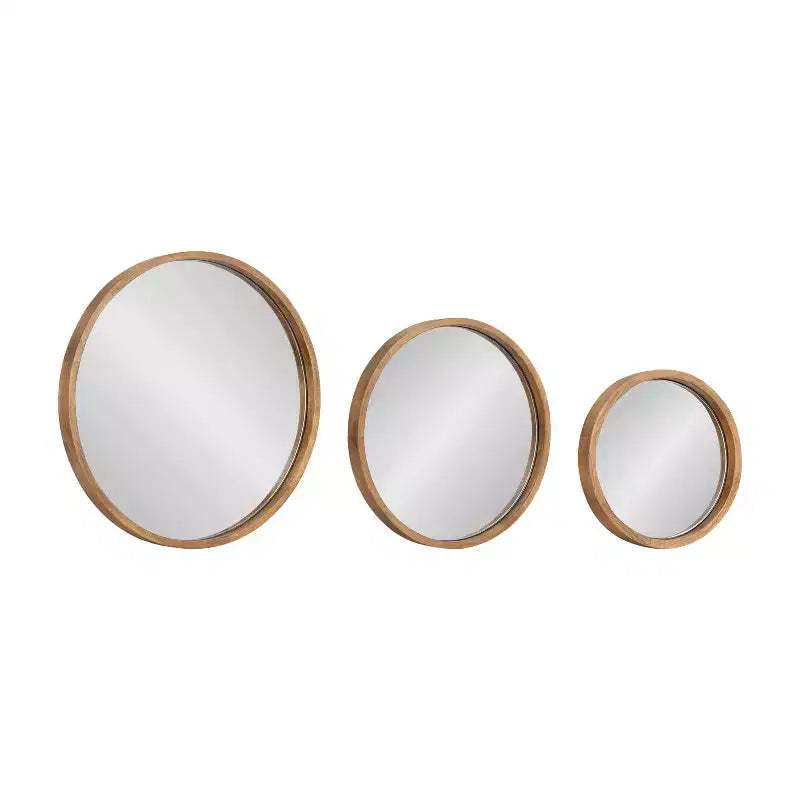 Kate & Laurel All Things Decor (Set of 3) Valenti Round Wall Mirror Set Rustic Brown