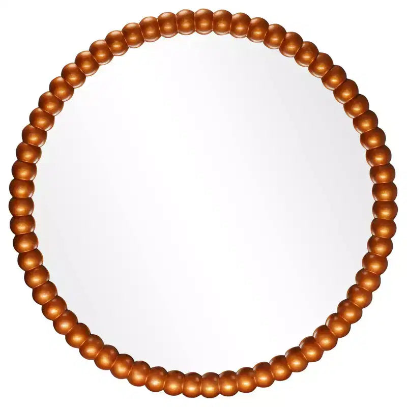 WallBeyond 28" Beaded Round Mirror Gold