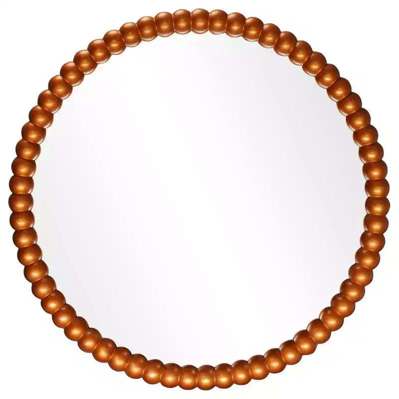 WallBeyond 28" Beaded Round Mirror Gold