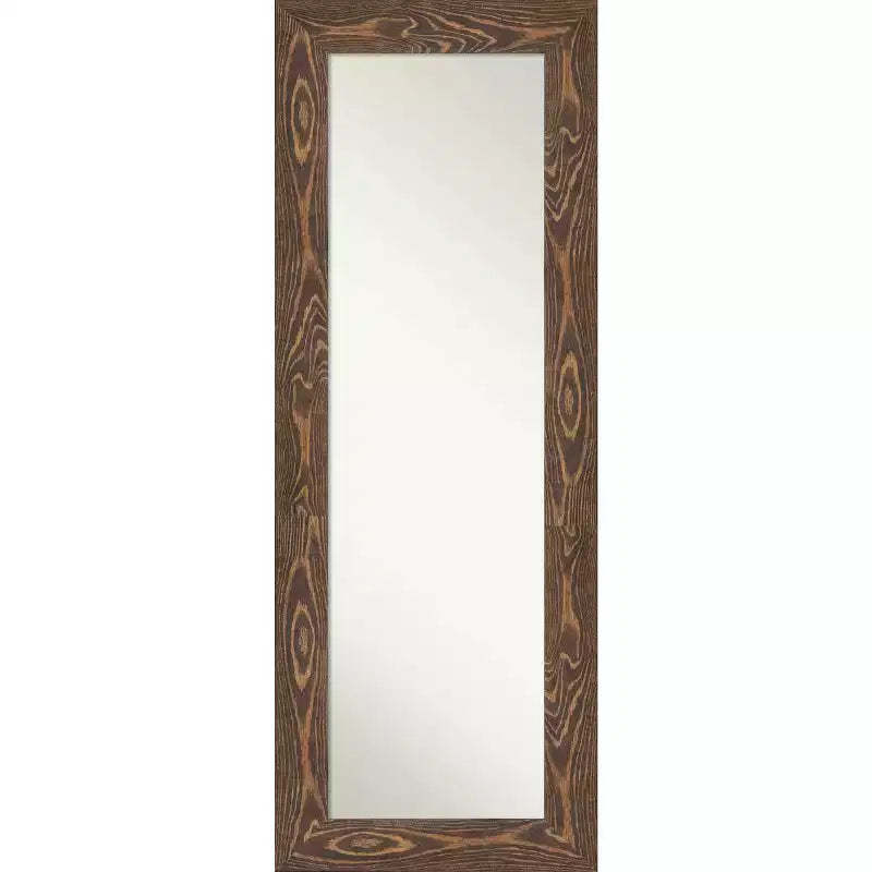 20" x 54" Non-Beveled Bridge Brown Wood on The Door Mirror - Amanti Art