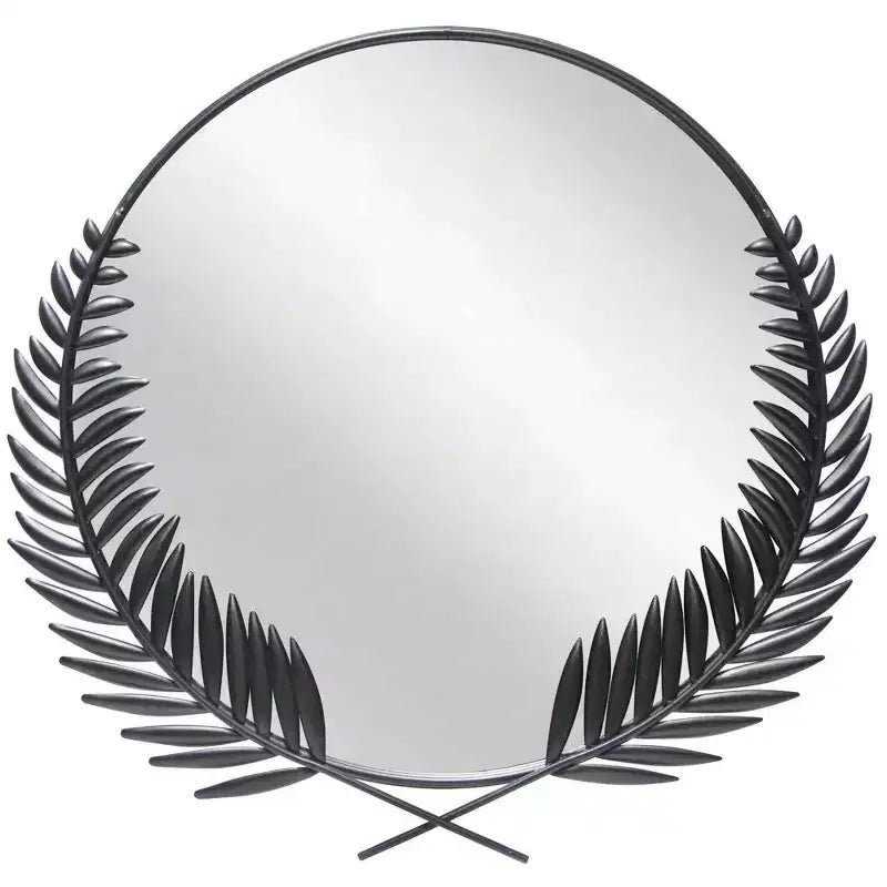 21" Empress Grecian Round Wall Mirror Black/White - Infinity Instruments: Modern Style, Metal Frame, No Assembly Required