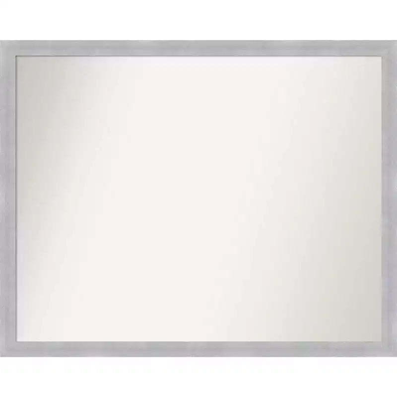 30" x 24" Non-Beveled Grace Brushed Nickel Narrow Wall Mirror - Amanti Art: Modern Rectangle, Polystyrene Frame