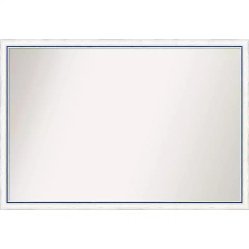38"x26" Non-Beveled Morgan Wood Bathroom Wall Mirror White/Blue - Amanti Art