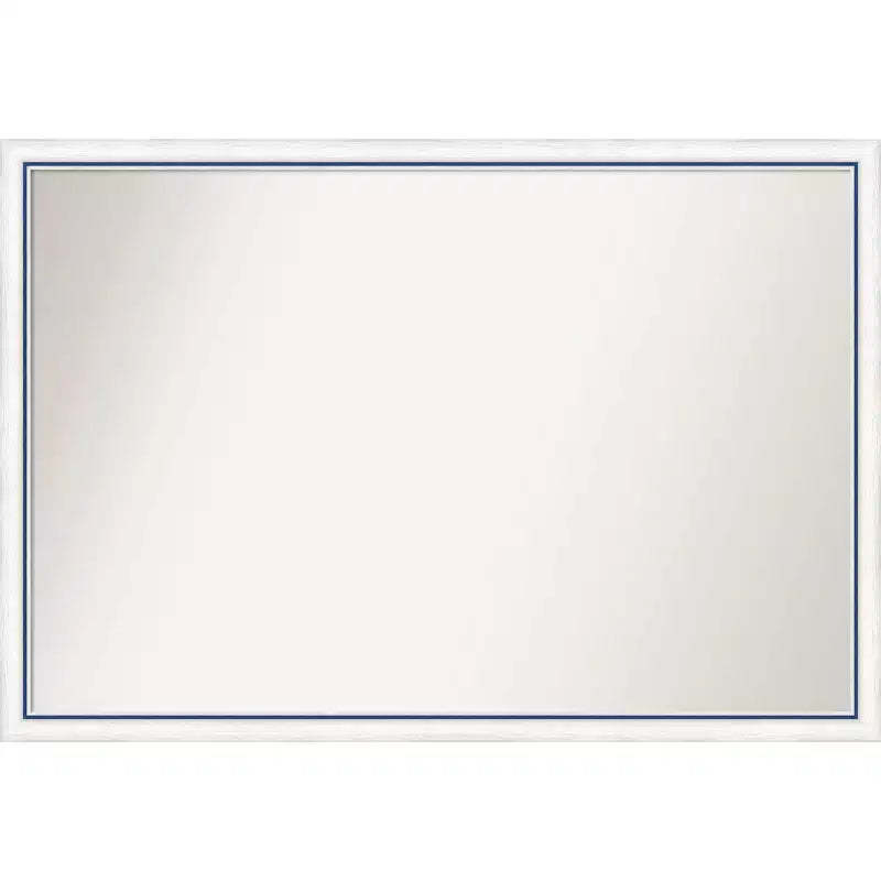 38"x26" Non-Beveled Morgan Wood Bathroom Wall Mirror White/Blue - Amanti Art