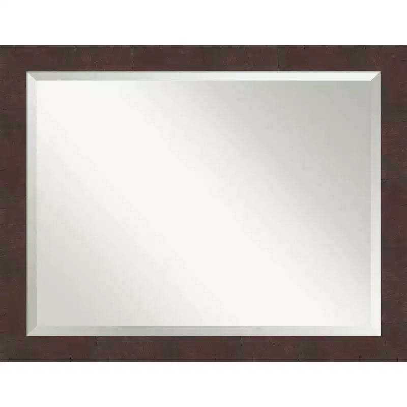 Amanti Art 45" x 35" Wildwood Framed Wall Mirror Brown : Modern Beveled Glass, No Assembly Required