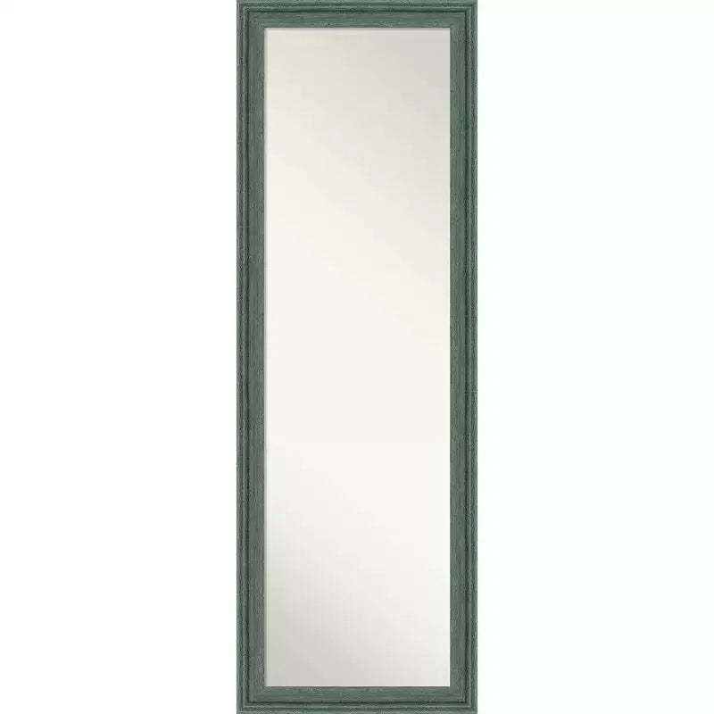 18"x52" Non-Beveled Upcycled Wood on The Door Mirror Teal/Gray - Amanti Art