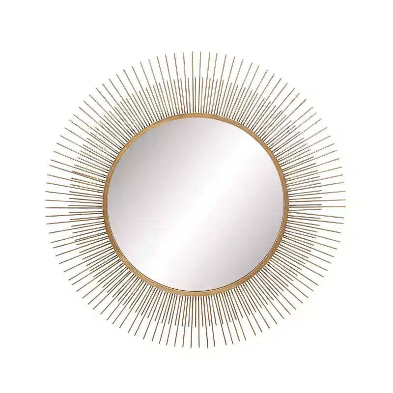 36" Metal Starburst Wall Mirror Gold - Olivia & May: Iron Frame, No Assembly, Modern Decor