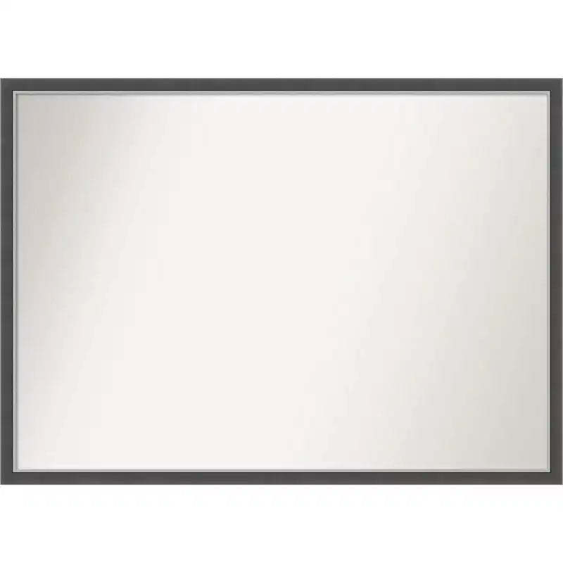 40" x 29" Non-Beveled Eva Thin Bathroom Wall Mirror Black - Amanti Art: Modern Rectangle, Wall Mount