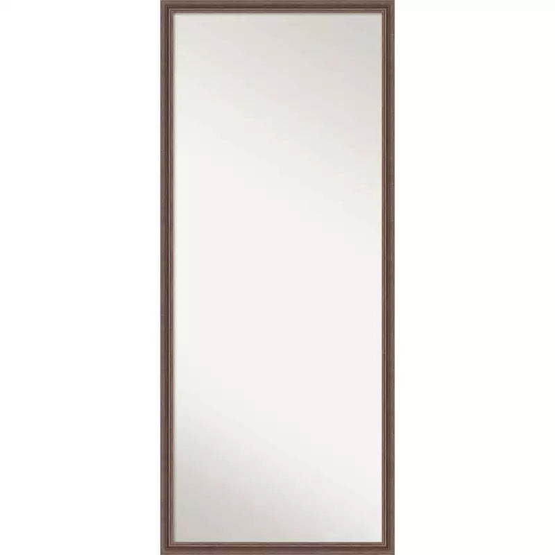Amanti Art 27"x63" Non-Beveled Full Length Floor Leaner Mirror: Rustic Brown, Wood Frame, Wall Mount Option