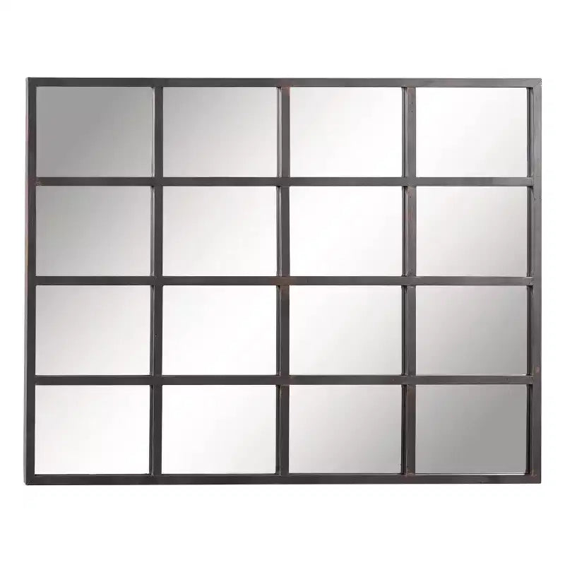 Glass Window Pane Inspired Wall Mirror Black - Olivia & May: Industrial Style, 45x35.38", Iron Frame