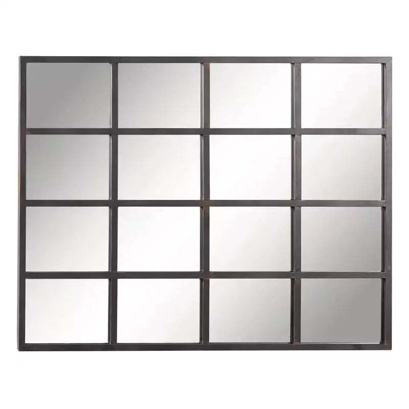 Glass Window Pane Inspired Wall Mirror Black - Olivia & May: Industrial Style, 45x35.38", Iron Frame