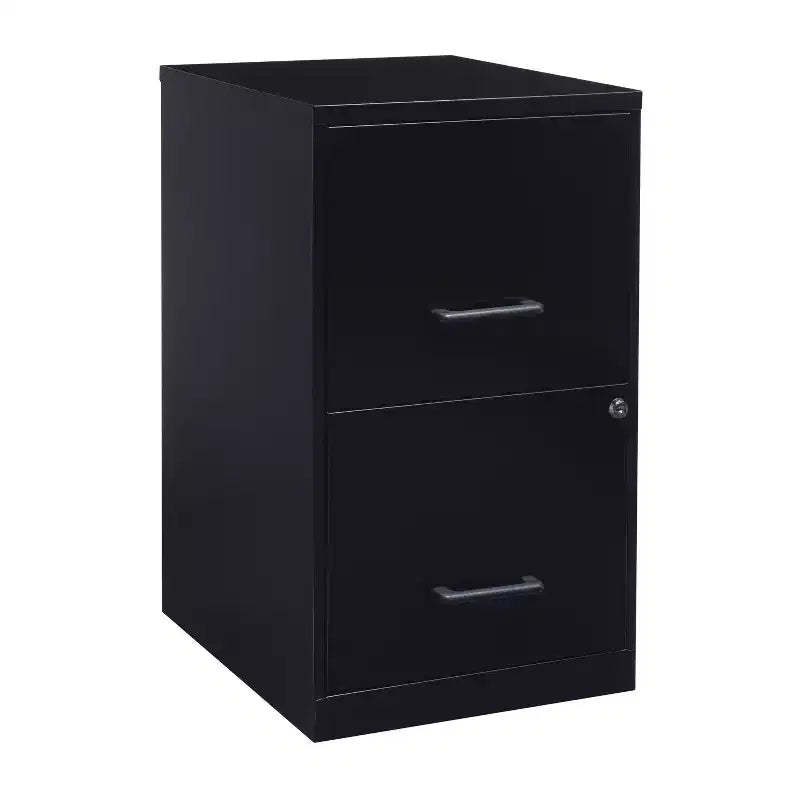 Space Solutions 18" Deep 2 Drawer Letter Width Vertical File Cabinet Black: Steel Office Filing, No Assembly Required
