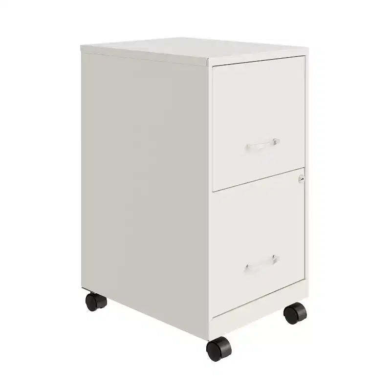 Space Solutions 18" Deep 2 Drawer Mobile Letter Width Vertical File Cabinet Pearl White