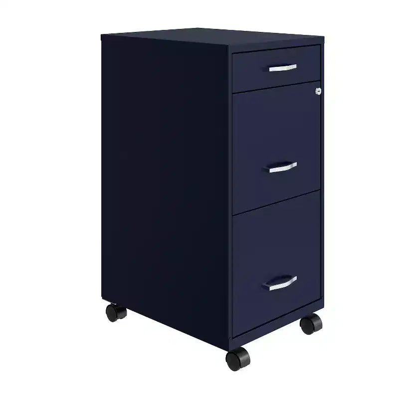 Space Solutions 18" Deep 3 Drawer Mobile Letter Width Vertical File Cabinet Navy