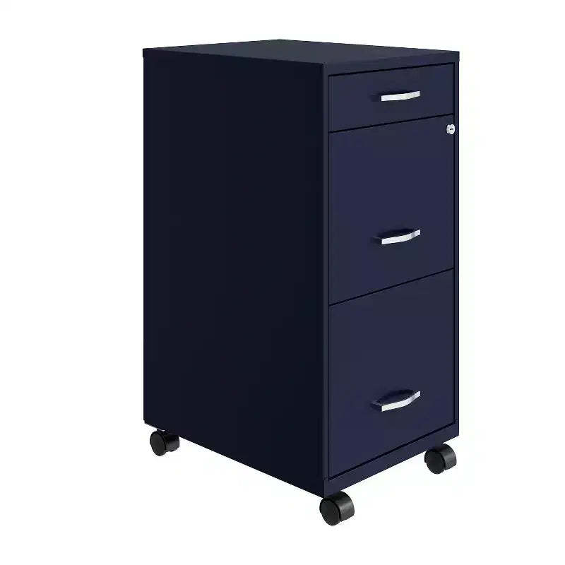 Space Solutions 18" Deep 3 Drawer Mobile Letter Width Vertical File Cabinet Navy