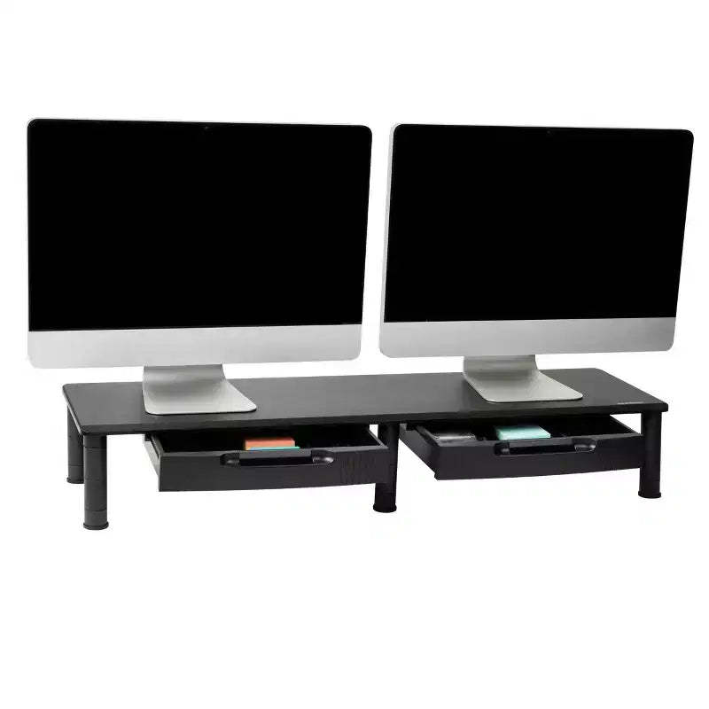 Mind Reader Stand Desktop Organizer Office, 38.5"L x 11"W x 2.55-6.5"H, Black