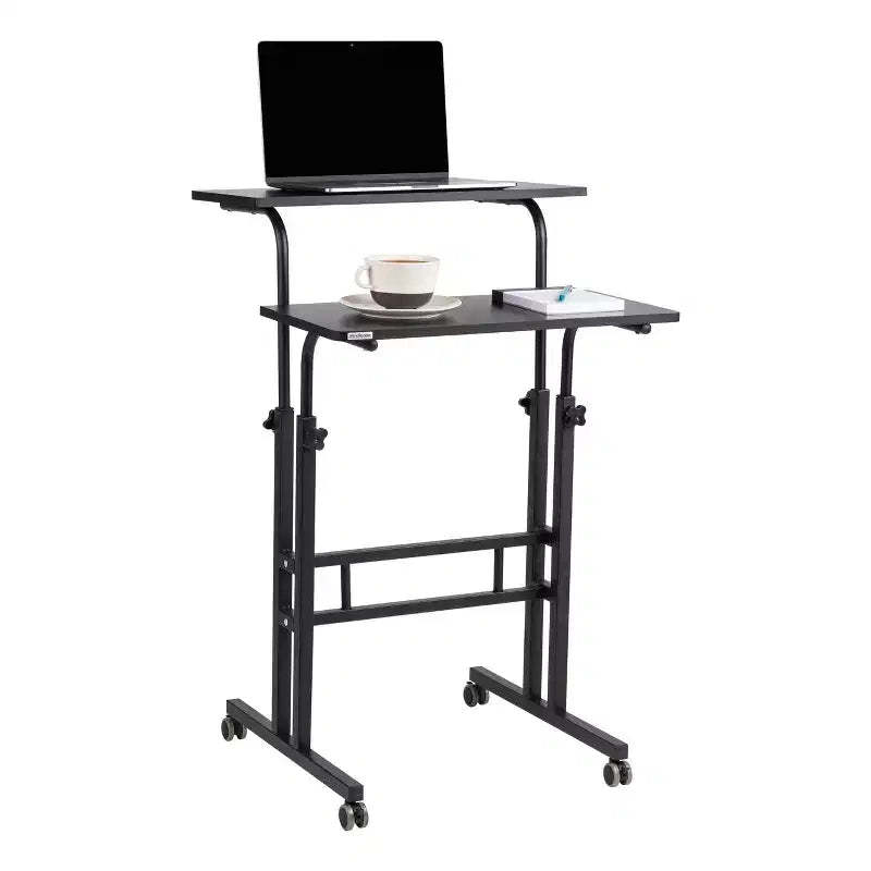 Mind Reader Adjustable Rolling Standing or Sitting Portable Desk Black
