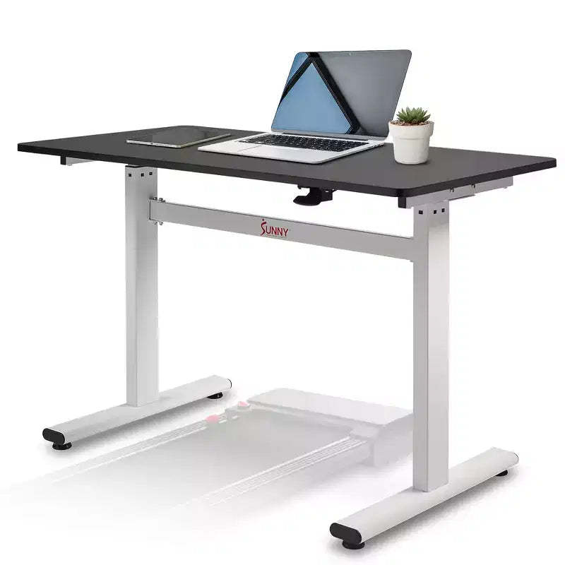 Sunny Health & Fitness Air-Drive Standing Desk with Cordless Air Lift - White