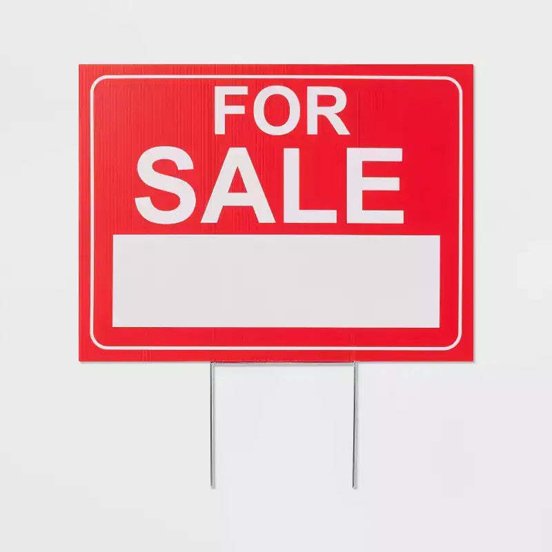 For Sale Sign - up&up™: Plastic, 12"x16", Red, Utility Shelf Parts, No Assembly Required