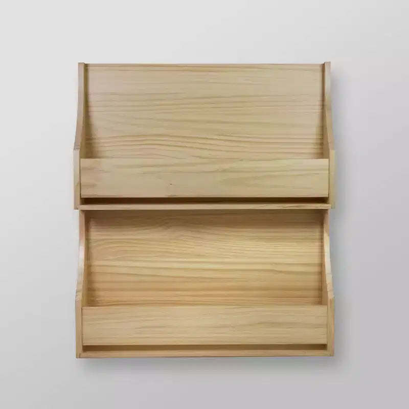 2 Tier Wood Kids' Book Shelf Natural - Pillowfort™: Wall Bookshelf Organizer, Off-White, No Assembly Required