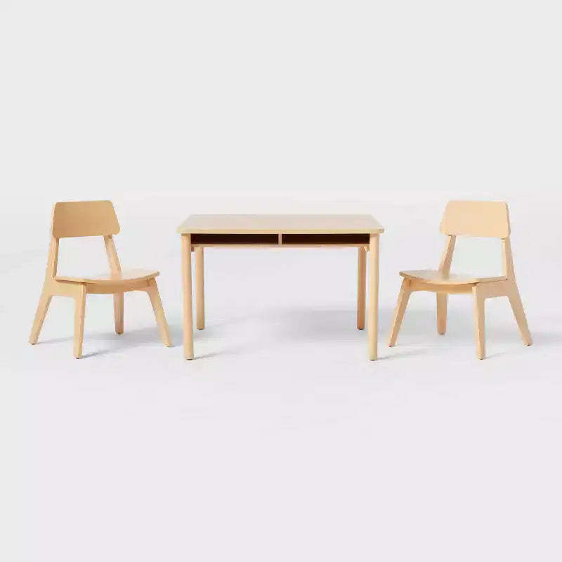 Natural Wood 2pc Kids' Activity Table and Chairs Set - Pillowfort™