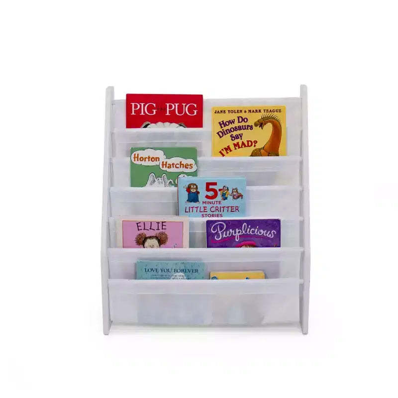 Kids' Cambridge Supersized Bookshelf 6 Tier Book Rack Organizer White - Humble Crew: Toddler Book Storage, MDF Frame