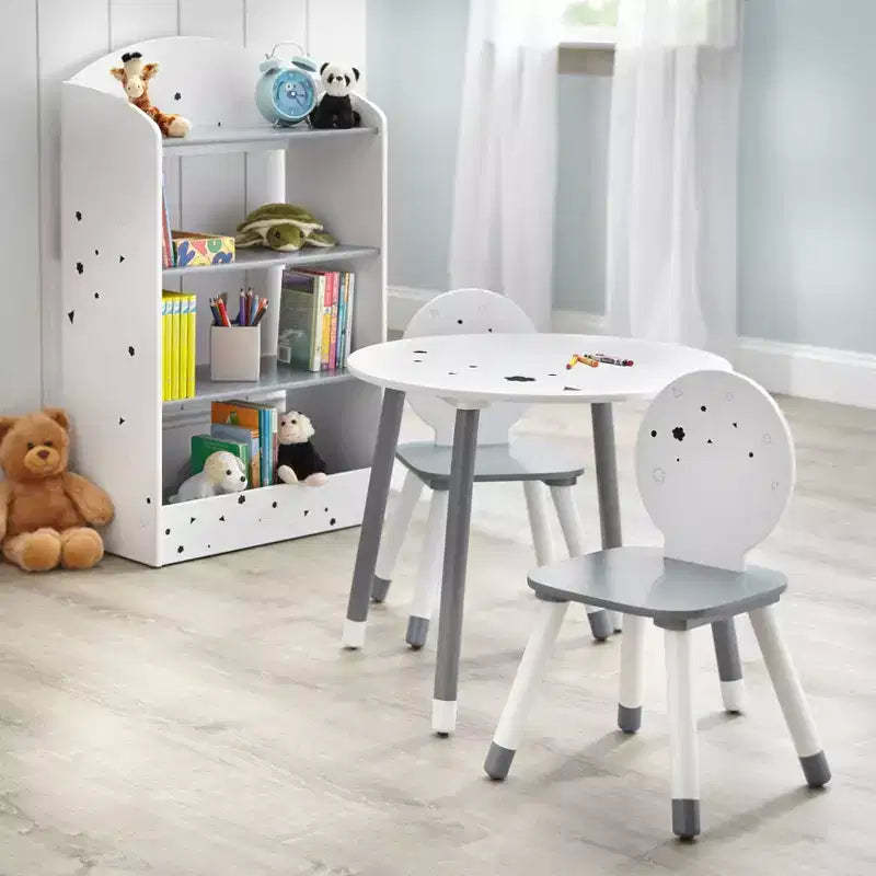Buylateral Talori Kids' Table and Chair Set with Bookshelf Gray/White