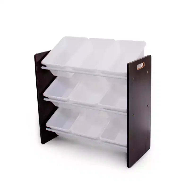 Kids' Toy Storage Organizer with 9 Storage Bins Espresso/White - Humble Crew: MDF Bin Shelves, Kids Storage Furniture