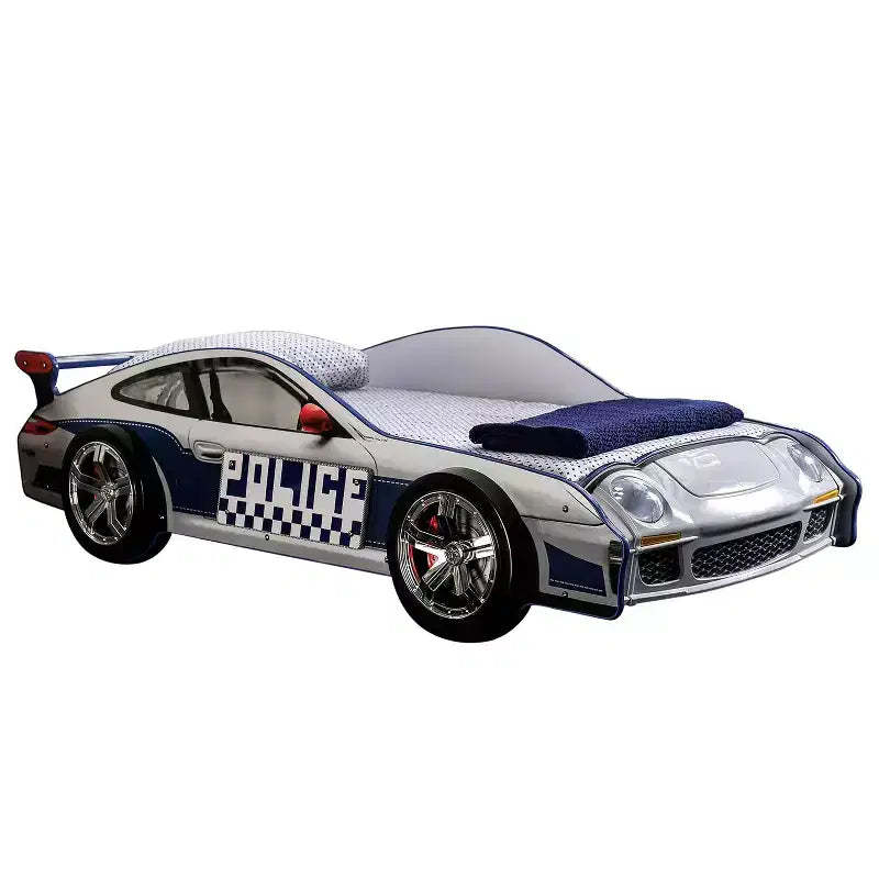 Twin Quessa Police Car Kids' Bed with Led Headlight Chair Black/White - HOMES: Inside + Out