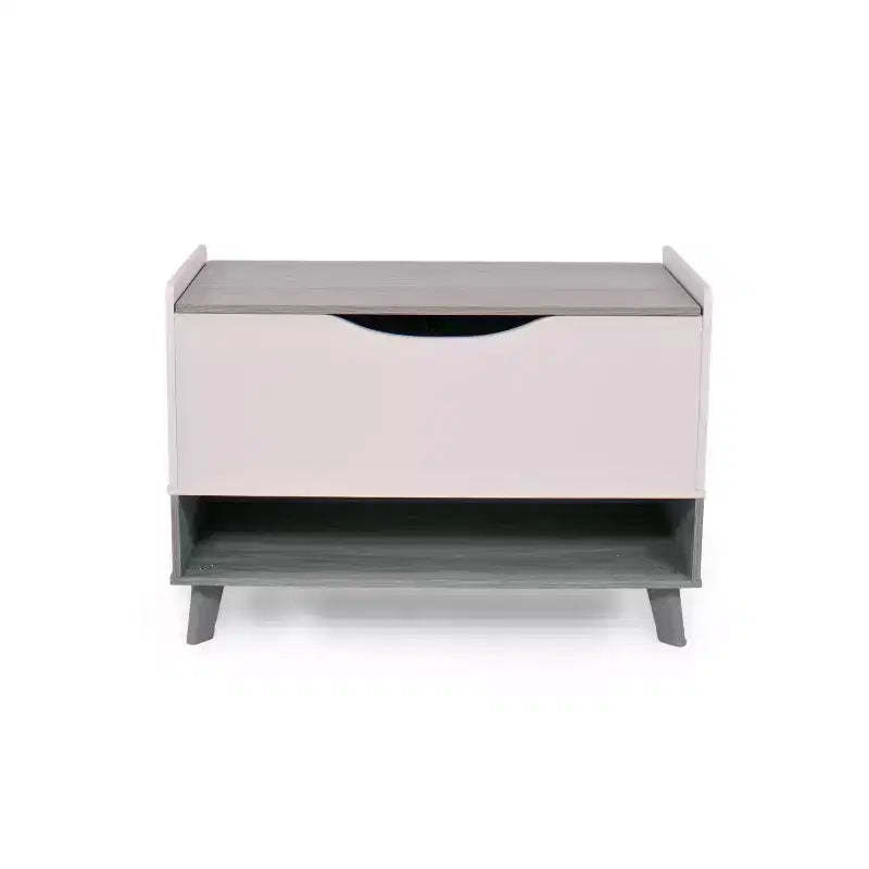 Humble Crew Morgan Mid-Century Kids' Toy Chest with Soft Close Lid and Storage Shelf Gray: Baby Toy Organizer, Bookshelf