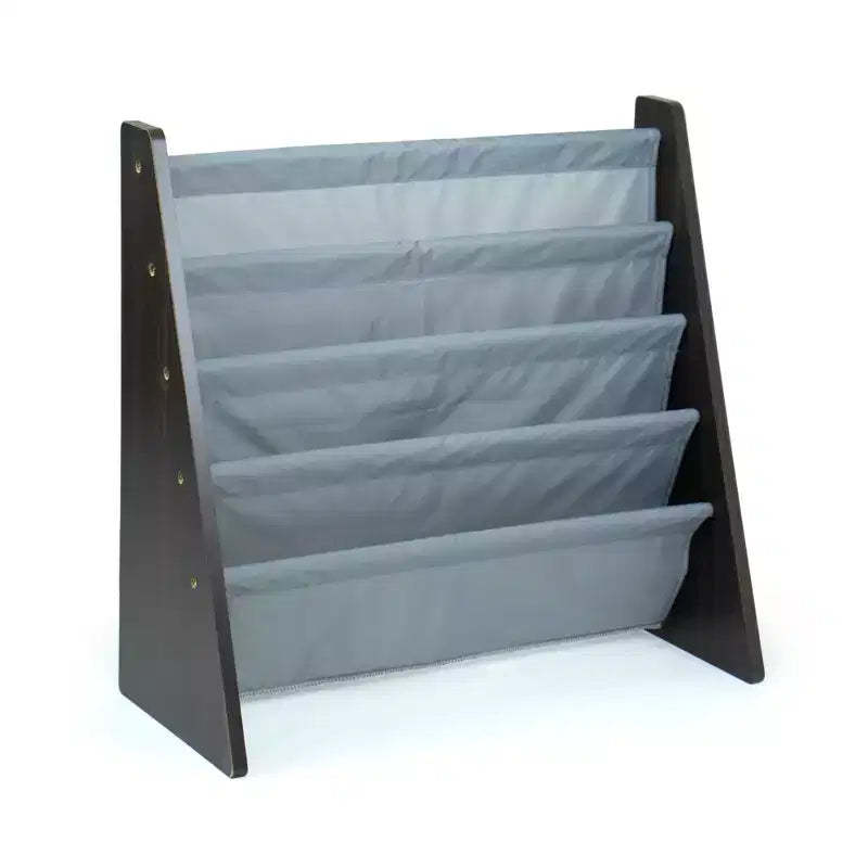 Sumatra Kids' Bookshelf 4 Tier Book Organizer Espresso/Gray - Humble Crew: Toddler Bookcase, MDF, Anti-Tip, Open Shelves