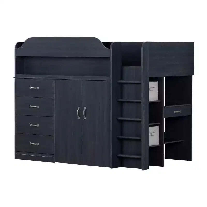 South Shore Twin Asten Kids' Loft Bed with Desk Blueberry