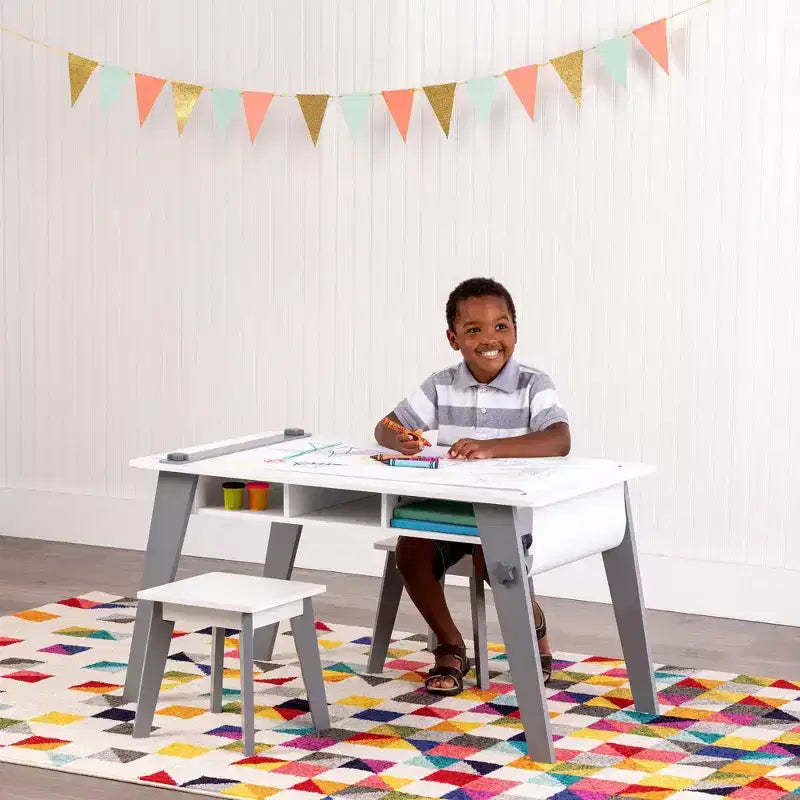 WildKin 2pk Arts and Crafts Kids' Table Stools Gray: Unupholstered Wood Dining Chair, 95 lb Capacity, 12.2" Seat Height