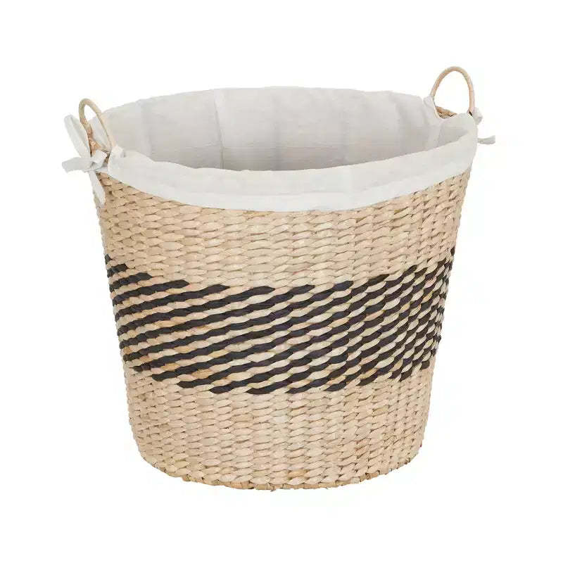 Woven Basket, Decorative Basket with Handles and Cotton Liner, Use for Storage, Organization, Laundry and More