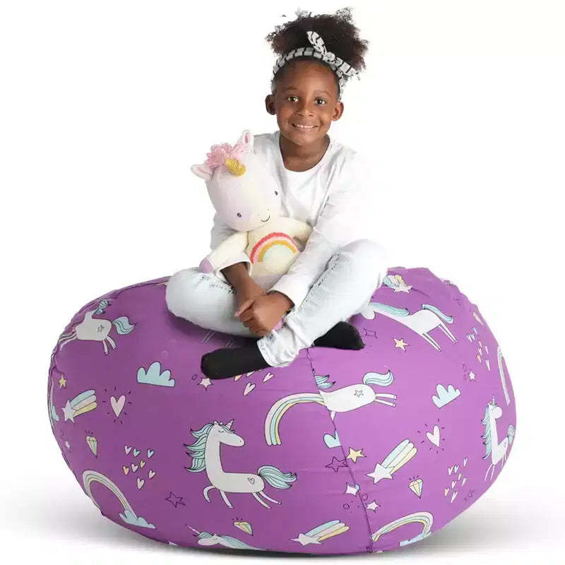 Creative QT Stuff n Sit Large 33 Bean Bag Storage Cover for Stuffed Animals & Toy, Giant Beanbag Chair for Plush