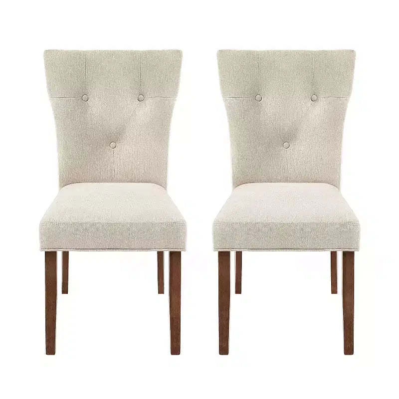 Christopher Knight Home Chastin Indoor Upholstered Dining Chair (Set of 2), Cream/Walnut